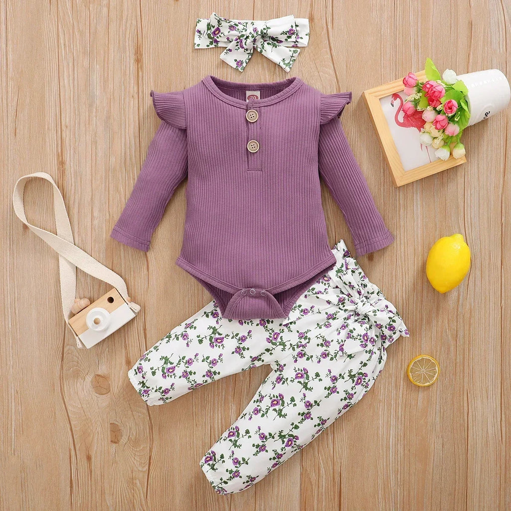 3Pcs Baby Girl Clothes Set Newborn Kids Clothing Childern Toddler Girl Clothes Bebe Girl Outfits Infant New Born Clothes